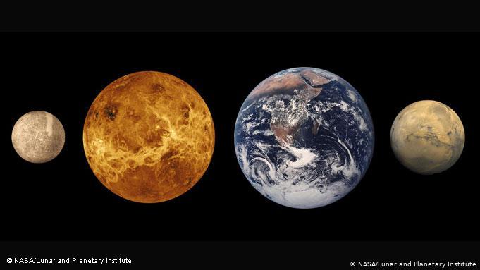 صورة لكواكب المجموعة الشميسة تبرز تقارب الأرض والزهرة من حيث الحجم