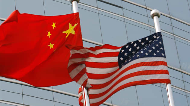 أعلام الصين و الولايات المتحدة